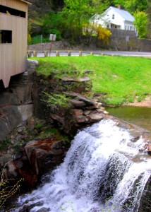 Mill Brook and the newly reconsructed Bissell Bridge in Charlemont, MA