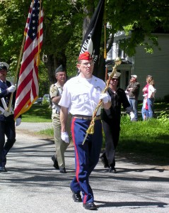 Mark Ellis leads the Petersham Memorial Day Parade