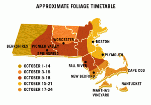 Foliage Timetable for Massachusetts Foliage Timetable for Massachusetts