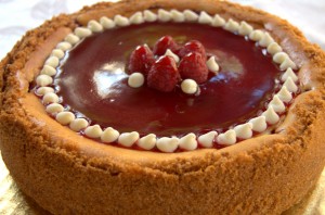 Clamber Hill's White Chocolate Raspberry Cheesecake