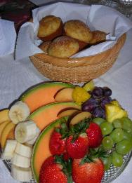 Clamber Hill breakfasts are a gourmet affair, starting with fresh fruit