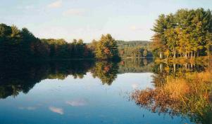 A fall view of Connor's Pond in Petersham, MA
