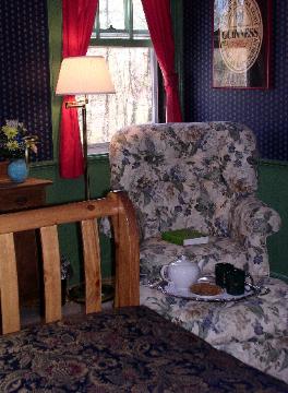 The Equestrian Room is furnished with a lovely easy chair ottoman combination, perfect for relaxing with a good book.