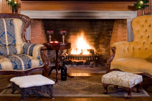 Enjoy a cocktail fireside in the elegant Clamber Hill library!